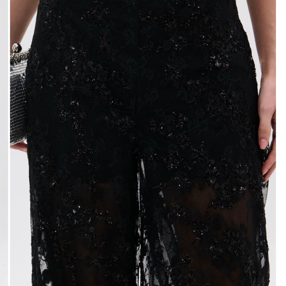 AKIRA Black Sequin Cape Jumpsuit - Picture 2 of 3